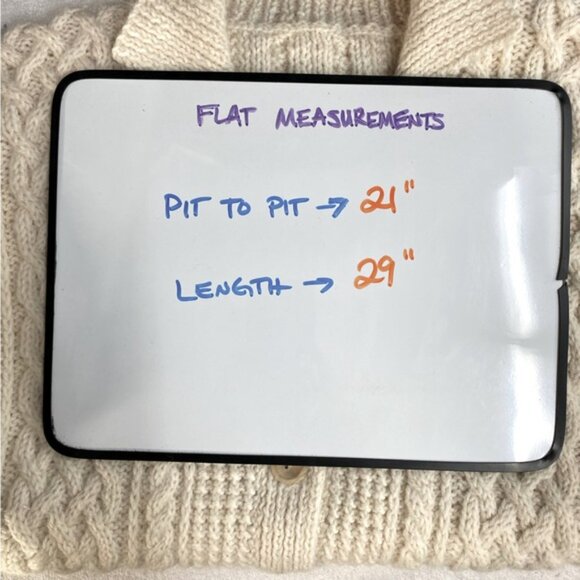 Vintage Oversized Ecru Cable Knit Button Front Cardigan M - Picture 3 of 13